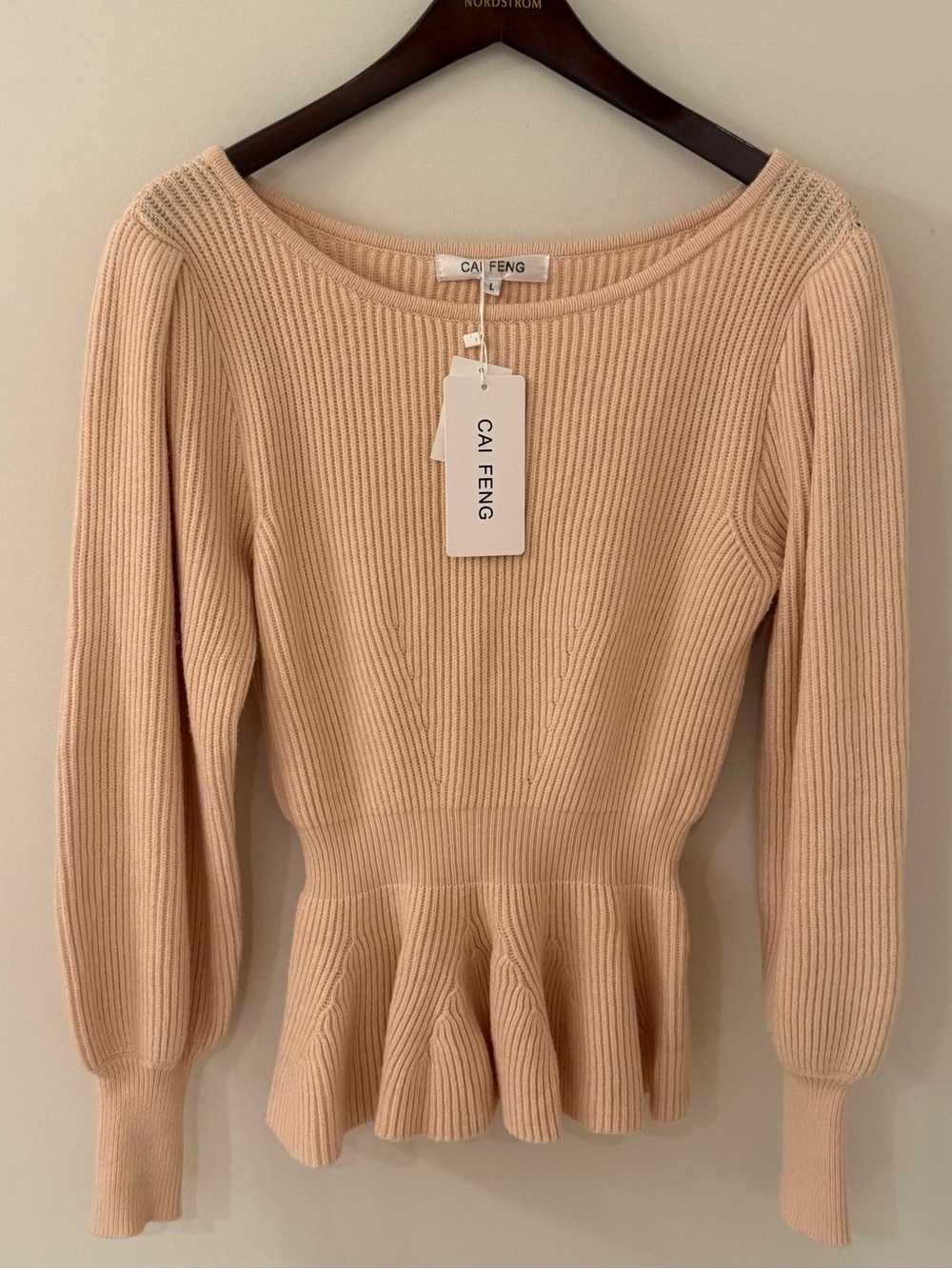 Versona Beige Ribbed Knit Top